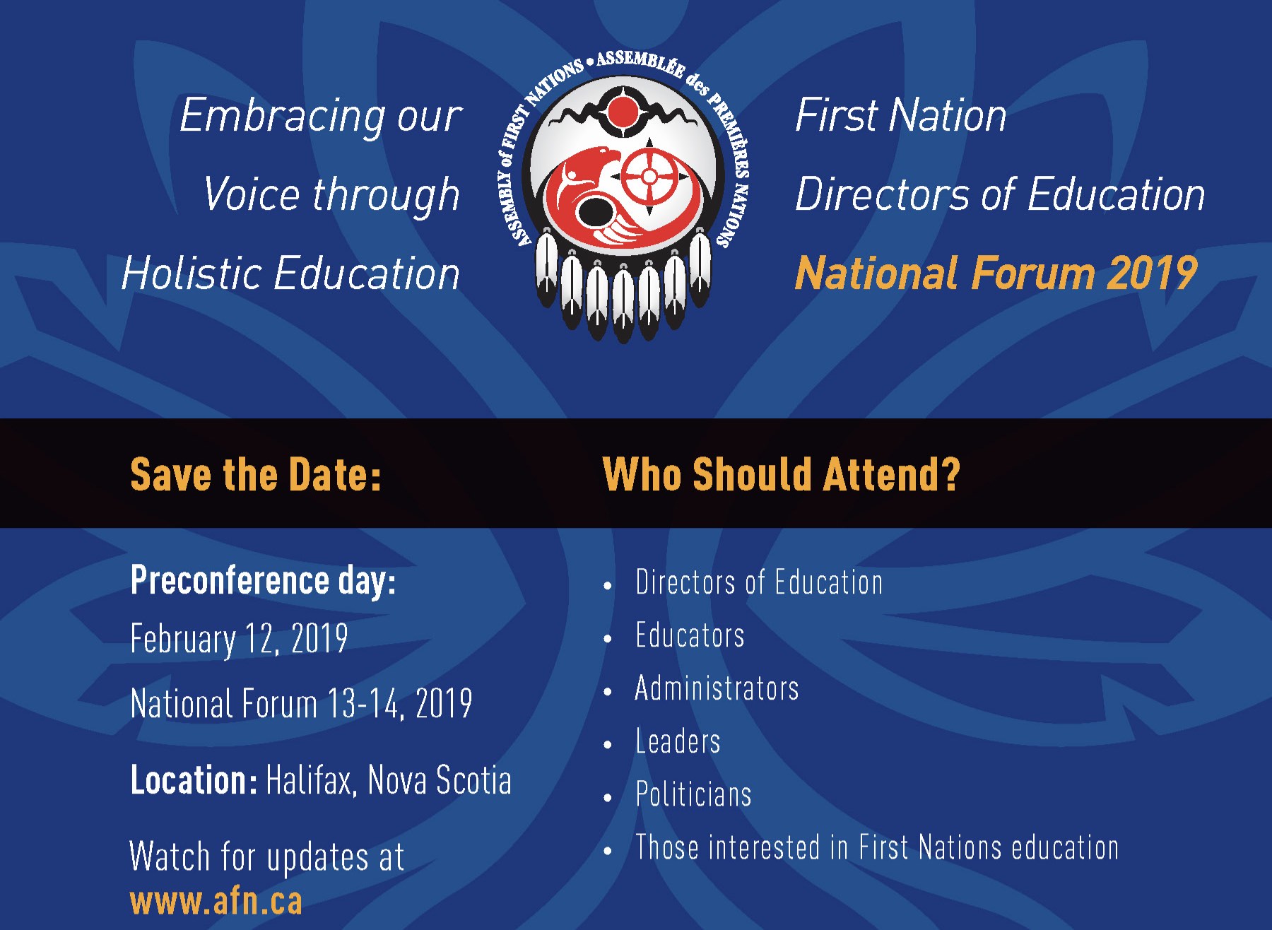 Above is an example of a "Save the date" used to promote an event. The "Save the Date" should inform participants of the "who?", "what?", "where?", "when?", "why?", and "how?"