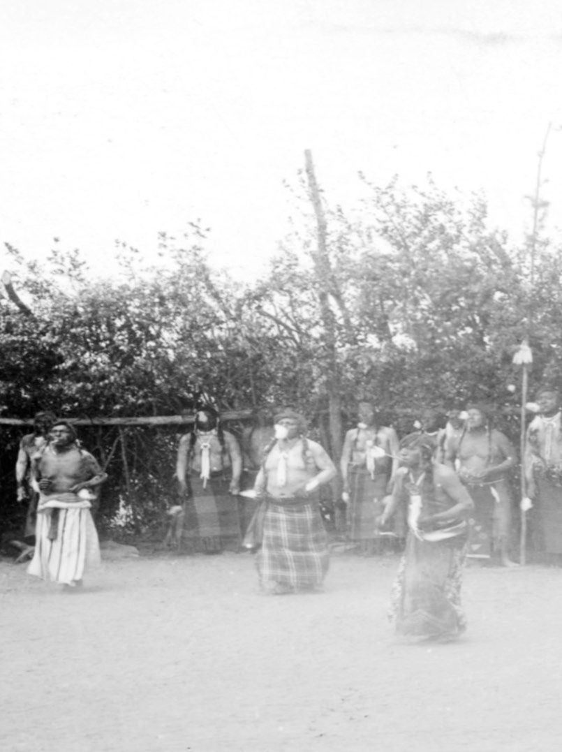 Sioux Sundance Ceremony. A gathering of men in ceremony celebrating the Sundance, which was outlawed and forced into hiding. Today the ceremonies are now welcomed and celebrated every summer across Turtle Island.