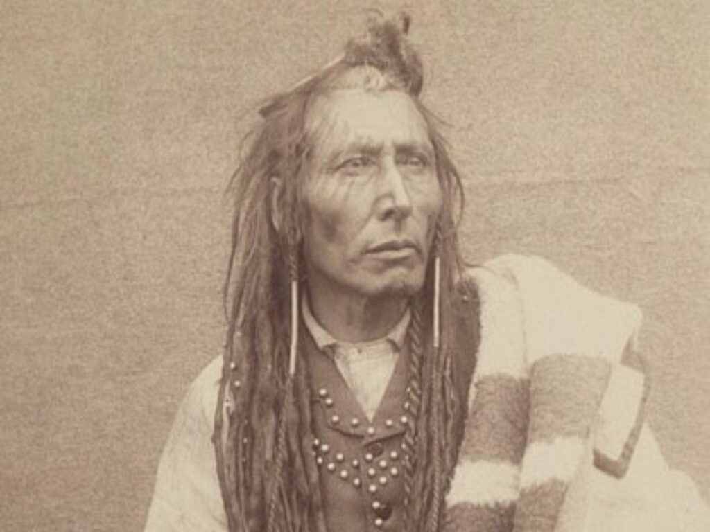 Cree Chief Poundmaker (1842?-1886), after his arrest in June 1885, Regina, Saskatchewan.