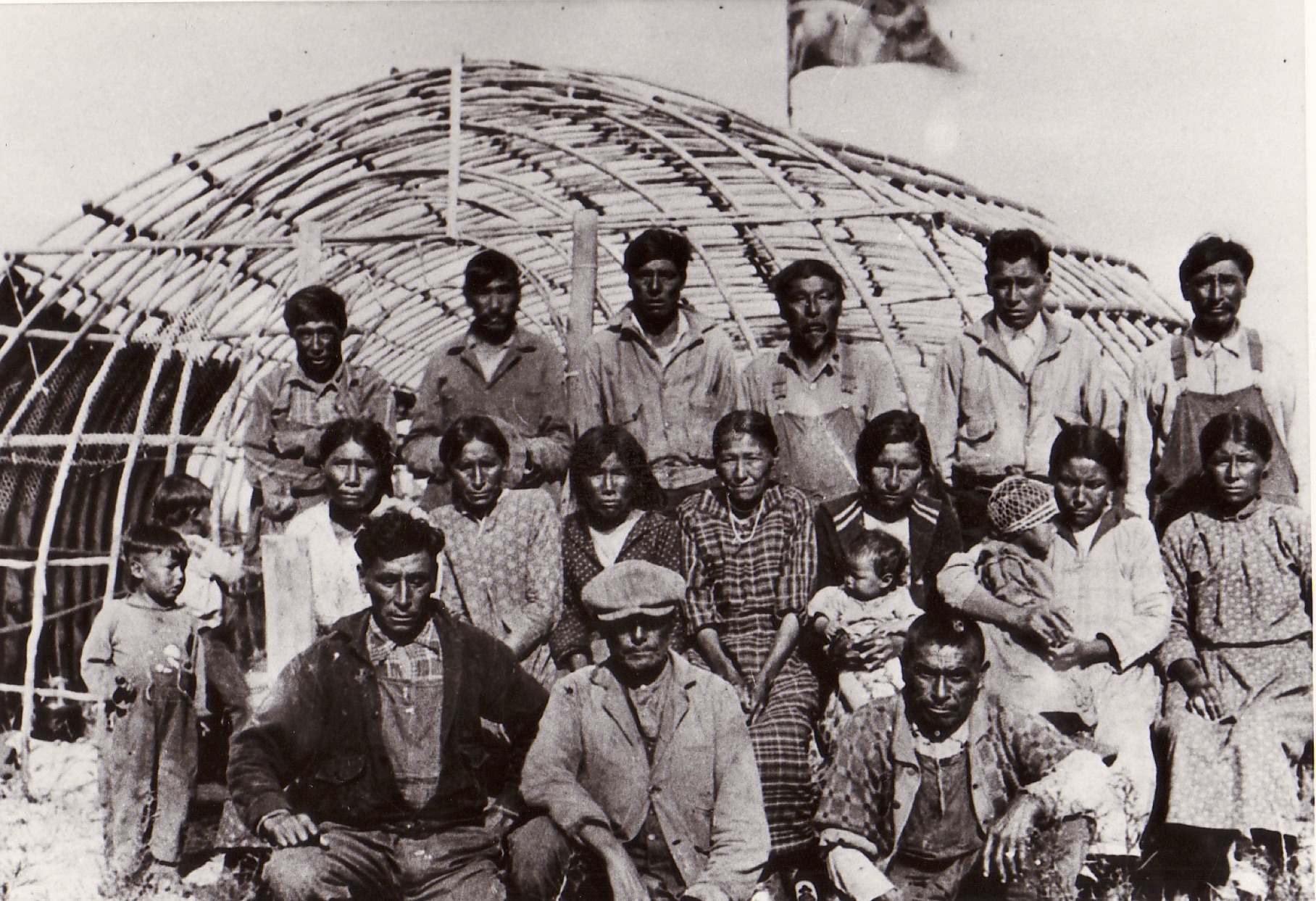 Midewin Lodge, Little Grand Rapids, Manitoba. Gathering and construction of Mide Lodge for ceremonies.